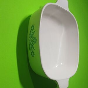 White Casserole Dish with Blue Floral Design